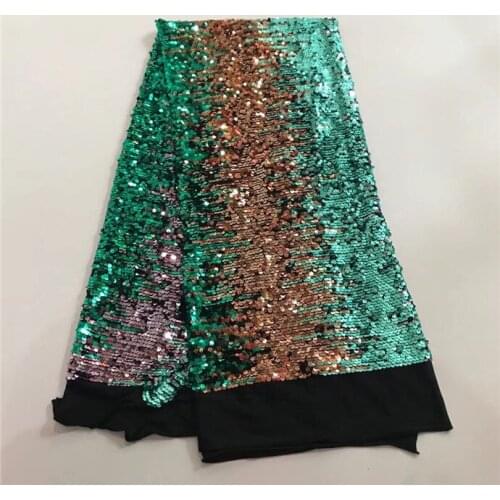 DHL free shipping green gold lace fabric 5yard/lot african lace fabric with pure sequin high quality african sequin fabric