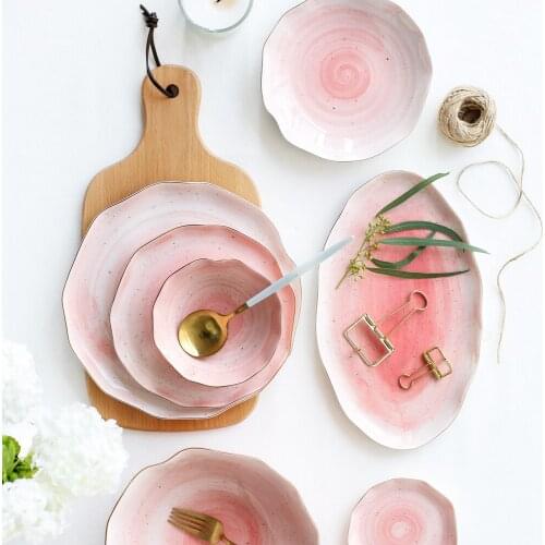 Golden edge Plate Dish Household Creativity Starry Sky Steak Fish Dumpling