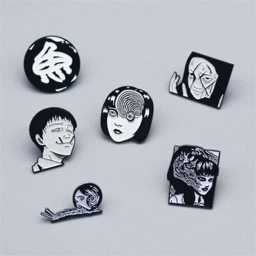 New Junji Ito Cartoon Brooch Japan Anime Metal Enamel Pin Terror Movies Creativity Accessories Children Fashion Gift Badge