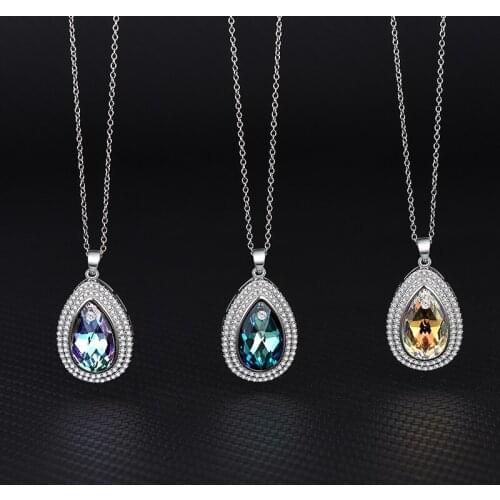 Explosive S925 Sterling Silver Fashion High-Grade Austrian Crystal Necklace Womens Simple Pendant Collarbone Chain