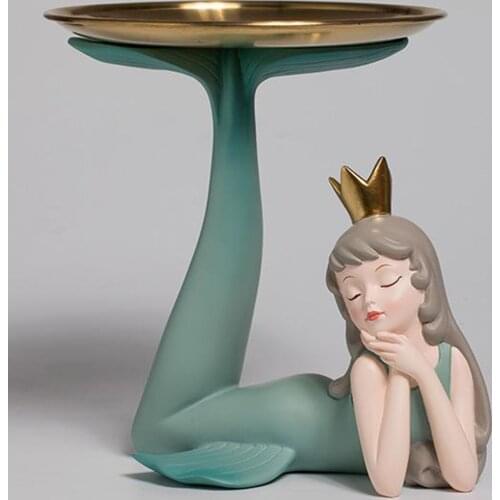 Creative Resin Cute Mermaid Princess Figurine Ornament Decor Art Home Decoration Crafts Birthday Gift