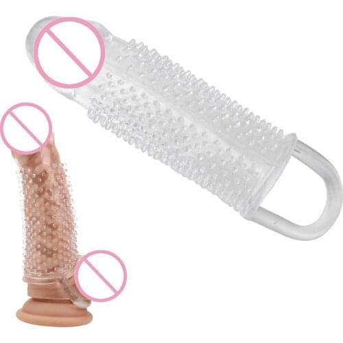 Cock Rings Penis Sleeve Delayed Ejaculation G-spot Stimulation Cock Sleeve Reusable Condom Enlargement Sex Toys For Men
