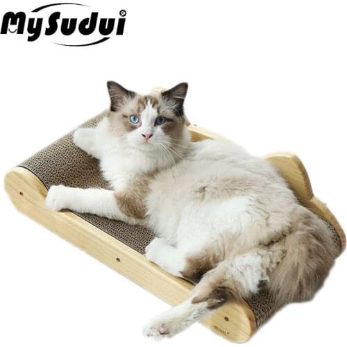 MySudui Cat Corrugated Paper Bed Furniture Detachable Scratch Board Pad Soft Bed Mat Scratcher Cat Training Toy Grinding Claw