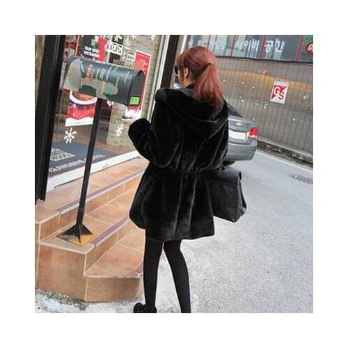 2020 Faux Fur Coat Women Winter Jacket Hooded Korean Fake Mink Fur Coats Female Furry Two Side Wear C1005# KJ3606