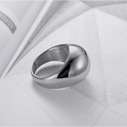 Megin D Hot Sale New Simple Personality Smooth Dome Titanium Steel Womens Rings for Mother Friend Lover Fashion Gift Jewelry