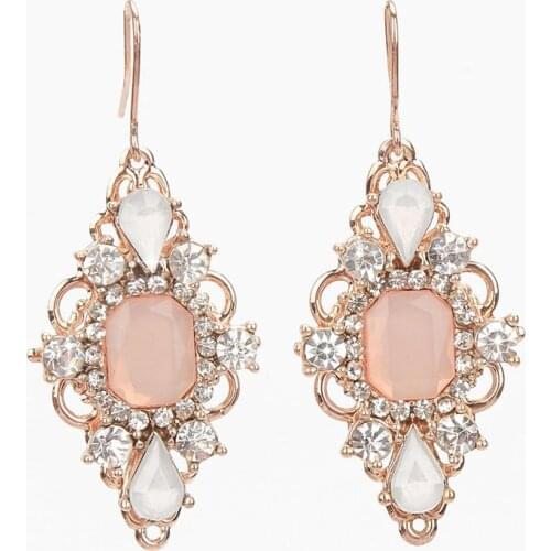 Fashion Rose Gold zircon crystal pendent Dangle earrings For women Female Charm Drop Earrings wedding Jewelry Gift 2019 Brincos