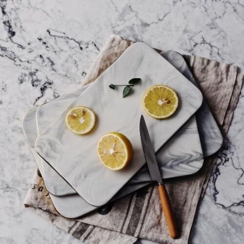 Marble Ceramic Tray Retro Cutting Board Rectangular Dinner Plate Bread Fruit Pan Kitchen Decorate Photography Props
