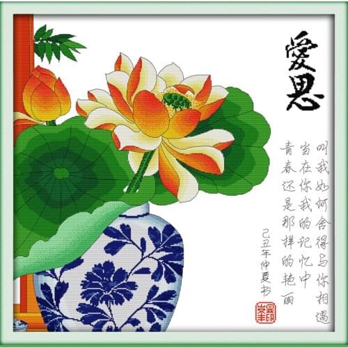 Love thinking cross stitch kit 14ct 11ct print canvas stitching embroidery DIY handmade needlework