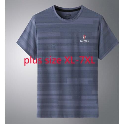New Arrival Fashion Super Large Men Oversized T Shirt O-Neck Striped Casual Short Casual Spring and Summer Plus Size XL-6XL7XL