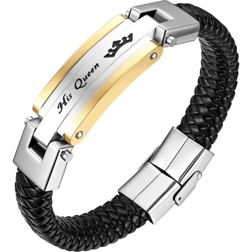 BONISKISS New Fashion&Charm Lovers' Bracelets Customize Stainless Steel For Women Wedding Anniversary Gift For Men Male Jeweley