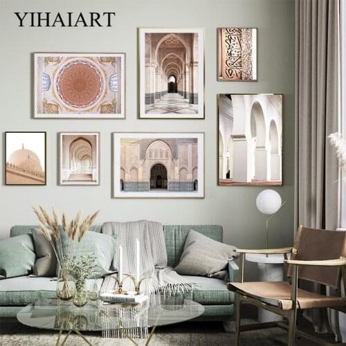 Morocco Canvas Poster Hassan II Mosque Art Painting Islamic Architecture Wall Print Muslim Picture Modern Ramadan Home Decor