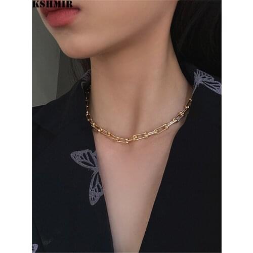 Kshmir Simple fashion necklace personality thick chain choker punk hip-hop style clavicle chain 2020