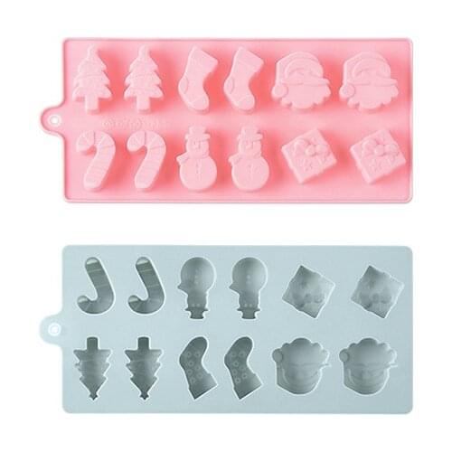 Silicone Mould Lovely 12-Grid Christmas Snowman Socks Tree Chocolate Molds Cake Tool DIY Baking Supplies Kitchen For Xmas Party