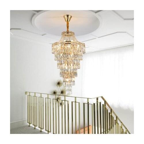 Modern Crystal Chandeliers LED Lights American Crystal Chandelier Light Fixture Villa Stair Spiral Long Home Indoor Lighting
