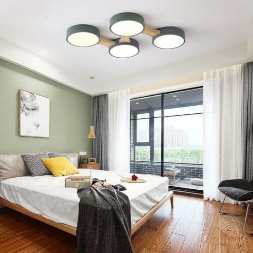 Modern ceiling lamp living room ceiling lamp bedroom LED lamp dining room kitchen lighting lamp wood art plus iron lampshade