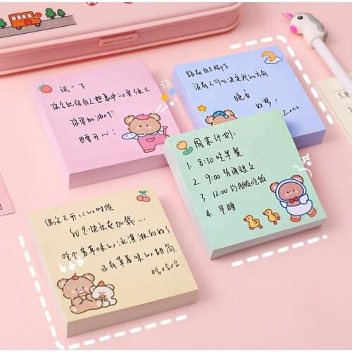 Cartoon Bear Sticky Notes Small Memo Pad Colored Office School Memo Pad Cute Planner Notepad 80sheets/pc