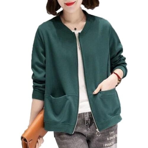 Sweatshirt Womens Jacket 2021New Female Spring Autumn Korean Loose Stand-Up Collar Cardigan Ladies Baseball Uniform Top D1028