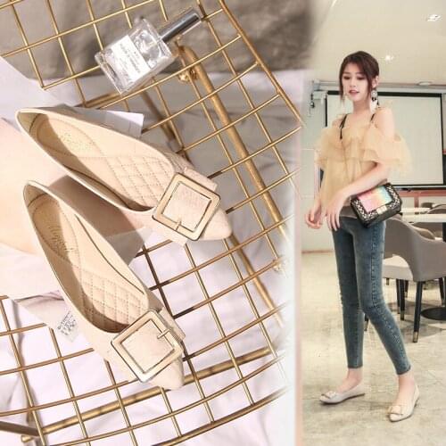 European Snake pattern flats single shoes women large size square buckle solid mocasines loafers casual pointed toe walking shoe