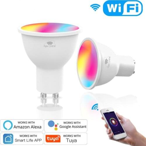 GU10 WiFi Smart LED Bulb RGBCCT 2800-6200K 4.5W Dimmable Lamps Smart Life/Tuya APP Remote Control Work With Alexa/Google