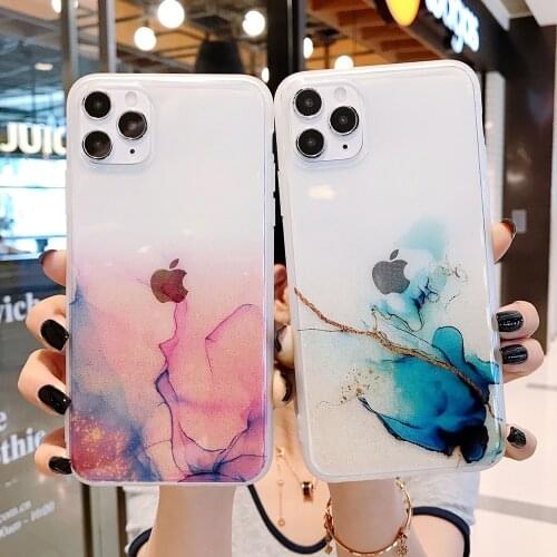 GIMFUN Vintage Colorful Phone Case for IPhone 11 Pro Max XR XS Max 7 8 Plus X Full Body Soft IMD Clear marble Back Cover Coque