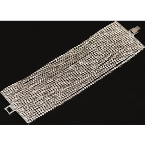 YFJEWE 2018 New Luxury Austrian Crystal Bracelet For Women Silver Plated 22 Row Fashion Charm Bijoux Bracelets Wholesale B005