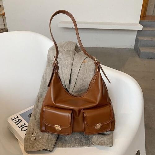 Womens Handbag Single Shoulder Armpit Large Capacity Medium PU Material Brown White Black Khaki Womens Bag Net Red Style