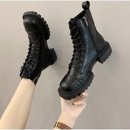 2020 New Women Boots Pu Leather Shoes Glirs Booties Water Proof Ladies Boots Fashion Platform Autumn Shoes Boots R14-40
