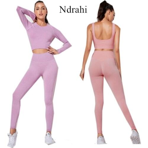 Womens Workout Outfit 2 Pieces Seamless Yoga Leggings With Sports Bra Gym Clothes Set Solid Color Large
