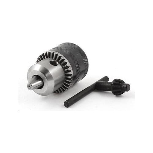 1.5-10mm Capacity 1/2-20UNF Mounted Lathe Chuck Black Silver Tone w Key Tool