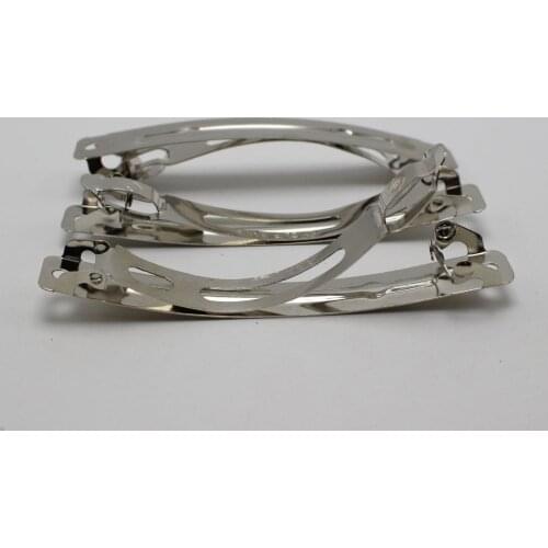 10 Silver-plate Tone French Style Clip Barrette Hair Clips 80mm 2-Piece Style for Hair Bows