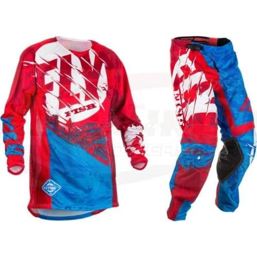 2017 Fly Fish Motocross MX Racing Suit Motocross Jersey and Pants MTB Combos Moto Dirt Bike ATV Gear Set Red/Blue Dirt Bike Gear