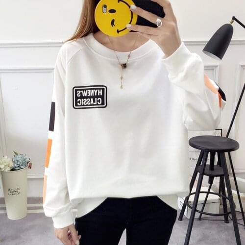 #2123 Harajuku Casual Loose Cotton Sweatshirt Female Autumn Thin Long Sleeve O-neck Plus Size Sweatshirts Women Spring Tops Girl