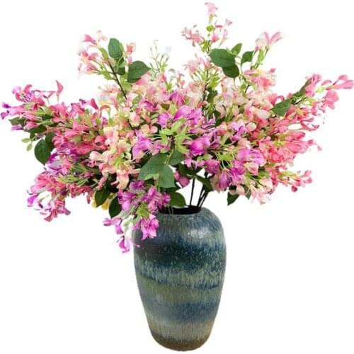 5pcs Silk Honeysuckle Stems Simulation Faux Artificial Lonicera Japonica Thunb Flower Branch for Wedding Home Floral Decoration