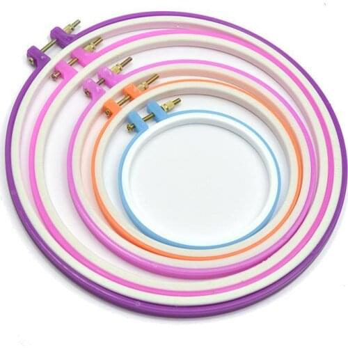 5pcs Plastic Mutil-color Cross Stitch Machine Embroidery Ring Hoops for Hand Knitting Sewing Craft DIY Tool
