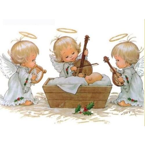 5D DIY Crystal Diamond Mosaic Paintings Full Round AB Drill Playing Angel Baby Embroidery Kids Kits Rhinestones Decoration Home