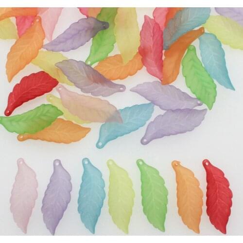 60Pcs/L Acrylic Translucent Frosted Artificial leaves Beads Fit Jewelry DIY Craft Accessories Fit Jewelry Handmade 30mm