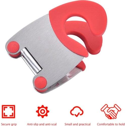 Stainless Steel Pot Side Clips Anti-scalding Spoon Holder Kitchen Gadgets Rubber Convenient Kitchen Tools