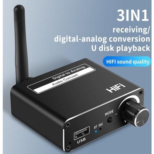 192KHz DAC Digital Coaxial To Analog Aux (L/R) 3.5mm Jack Audio HiFi Audio Converter Adapter Bluetooth-compatible Receiver