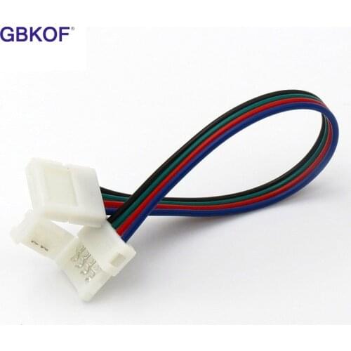 For 5050 RGB LED strip 5pcs/lot 10mm 4 pin solderless lengthen connectors at 2 ends for 10mm wide 4 pin flexible PCB connector