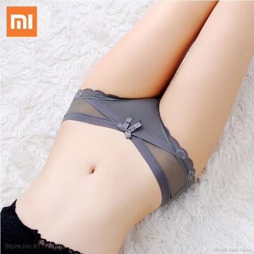 Xiaomi Cotton Panties Sexy Panty Briefs Lace Pantys Women Underwear Lingerie Thin Transparent French Hollow Out Mesh Underpants