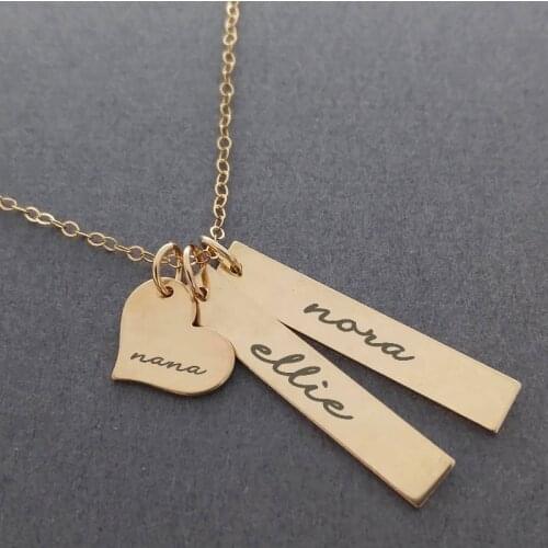 Personalized Custom Heart Long Bar Nameplate Pendant Necklace For Women Men Fashion Dainty Choker Chain Jewelry Wedding Gifts
