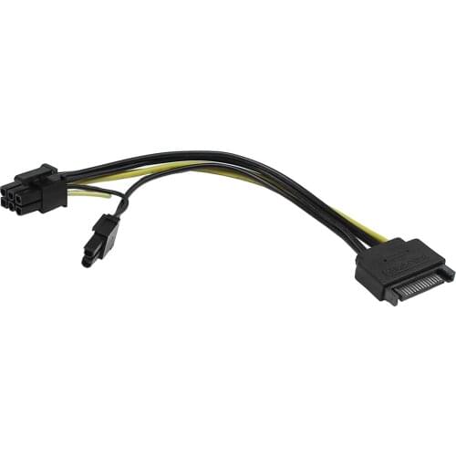 15 Pin SATA Male to 8 Pin (6+2) PCI-e Power Supply Cable 15Pin SATA to 8Pin PCI Express Adapter for Graphics Video Card 8 inch