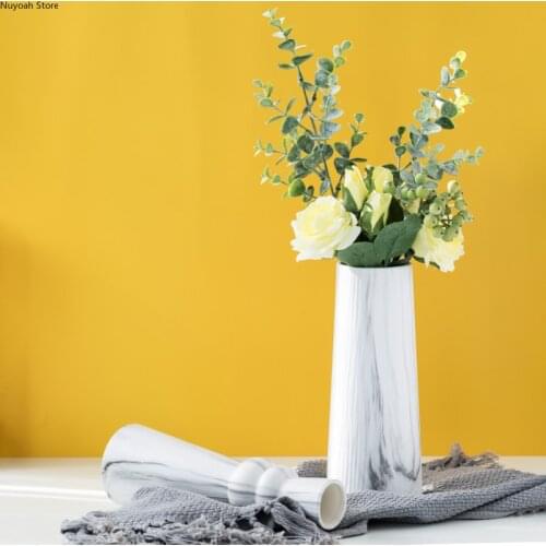 Marble Pattern Ceramic Small Vase Simulation Flower Arrangement Accessories Living Room Home Decoration Accessories Mini Vase