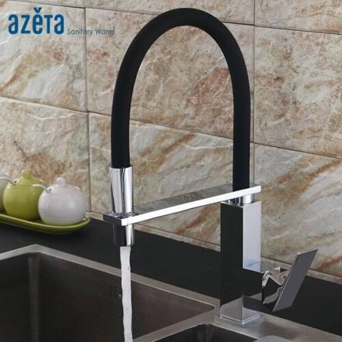 Brass Chrome Single Handle Pull Down Faucet Deck Mounted Hot & Cold Water Function Kitchen Faucet AT6662