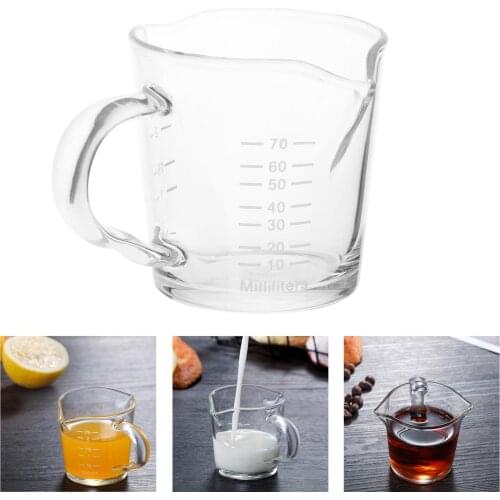 Glass Measuring Cup Jigger Heat Resistant 2.5-Ounce Double Spouts with Handle Ounce Measure Cup for Tea Milk