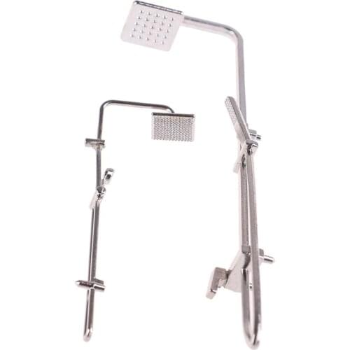 2 styles Dollhouse Miniature Alloy Bathroom Bath Shower Mini Bathroom Bath Shower Model Pretend Toy for Doll Accessories