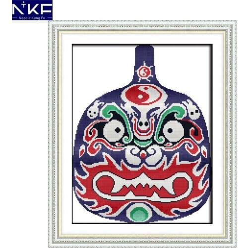 NKF National Wind Vase Counted Cross Stitch Sets DIY Kits Handmade Craft Needlework Cross Stitch Kits Embroidery for Home Decor