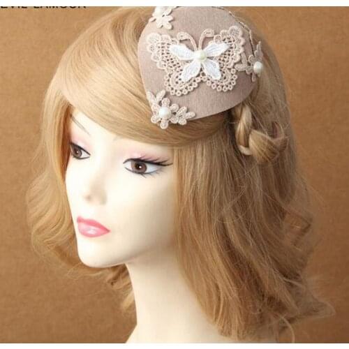 New arrival fashion women Lace butterfly hairpin with beads hair Pin Party girl lovely hat Hairpins headwear hair Accessories