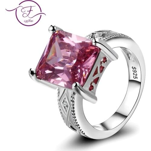 New Arrival Romantic Fashion Pink Zircon Crystal Women Rings Luxury Engagement Wedding Ring Wholesale Party Jewelry Size 6-10