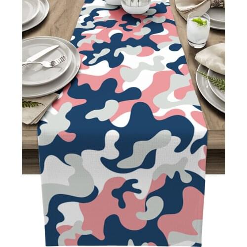 Popular Color Camouflage Abstract Table Runner Luxury Wedding Decoration Table Cover Christmas Decoration Tablecloth